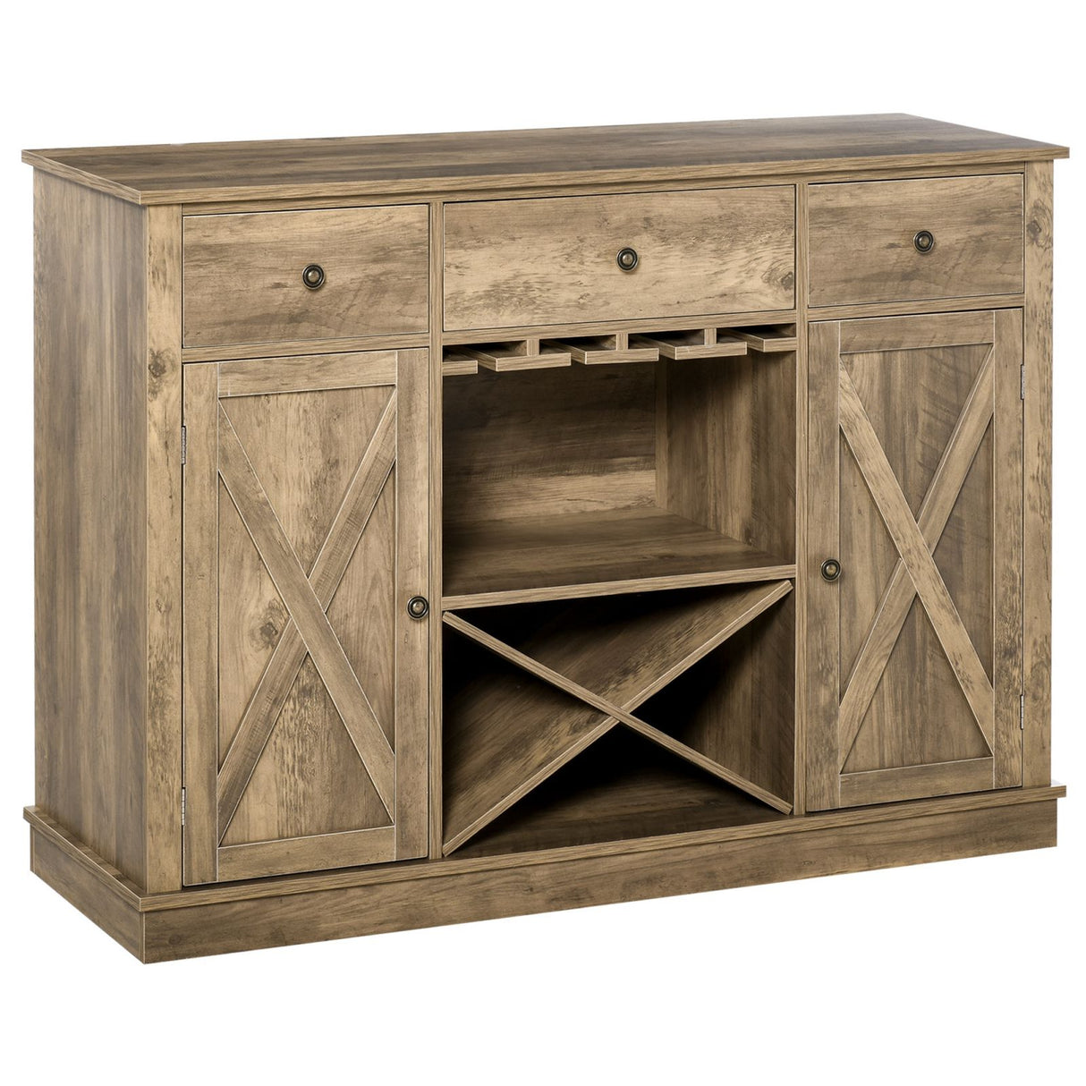 easycomfort easycomfort mobile credenza per cucina in legno con portabottiglie e appendi calici