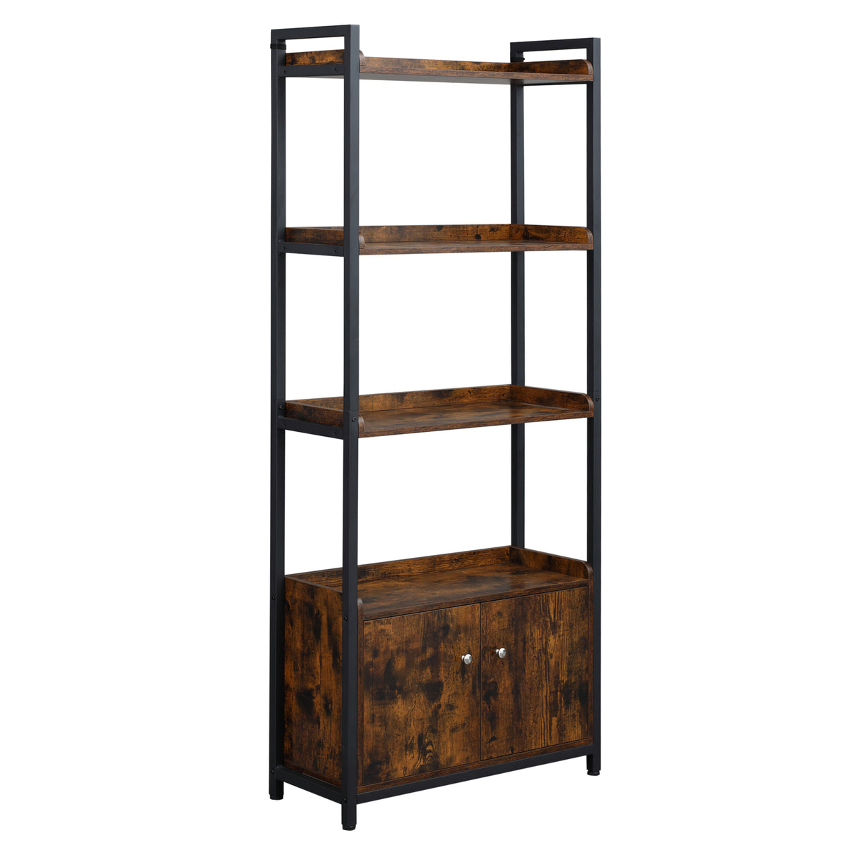 easycomfort easycomfort mobile libreria 4 ripiani con armadietto a 2 ante libreria scaffale in stile industriale per casa e ufficio 75x30x180cm marrone