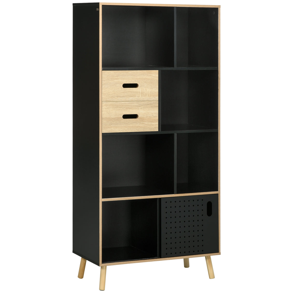 easycomfort easycomfort mobile libreria moderna in mdf e truciolato con 2 cassetti e 7 ripiani aperti 80x40x165 cm