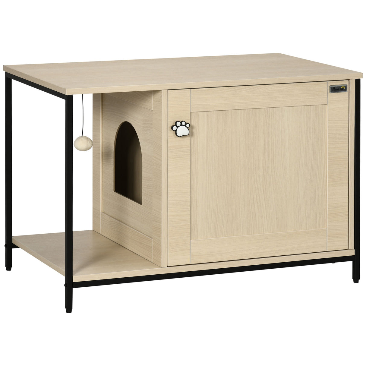 easycomfort easycomfort mobile per lettiera gatti in legno e acciaio con anta magnetica 80x48x55cm quercia