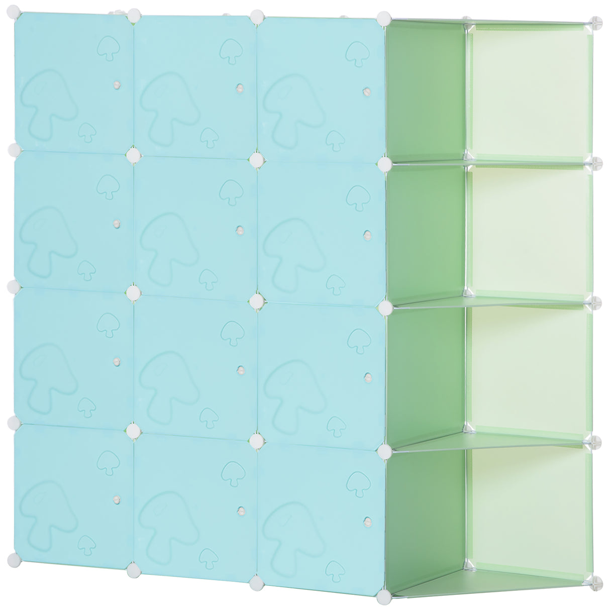 easycomfort easycomfort mobile scarpiera modulare salvaspazio a fungo 16 cubi in acciaio e pp 145x47x145 cm verde e blu