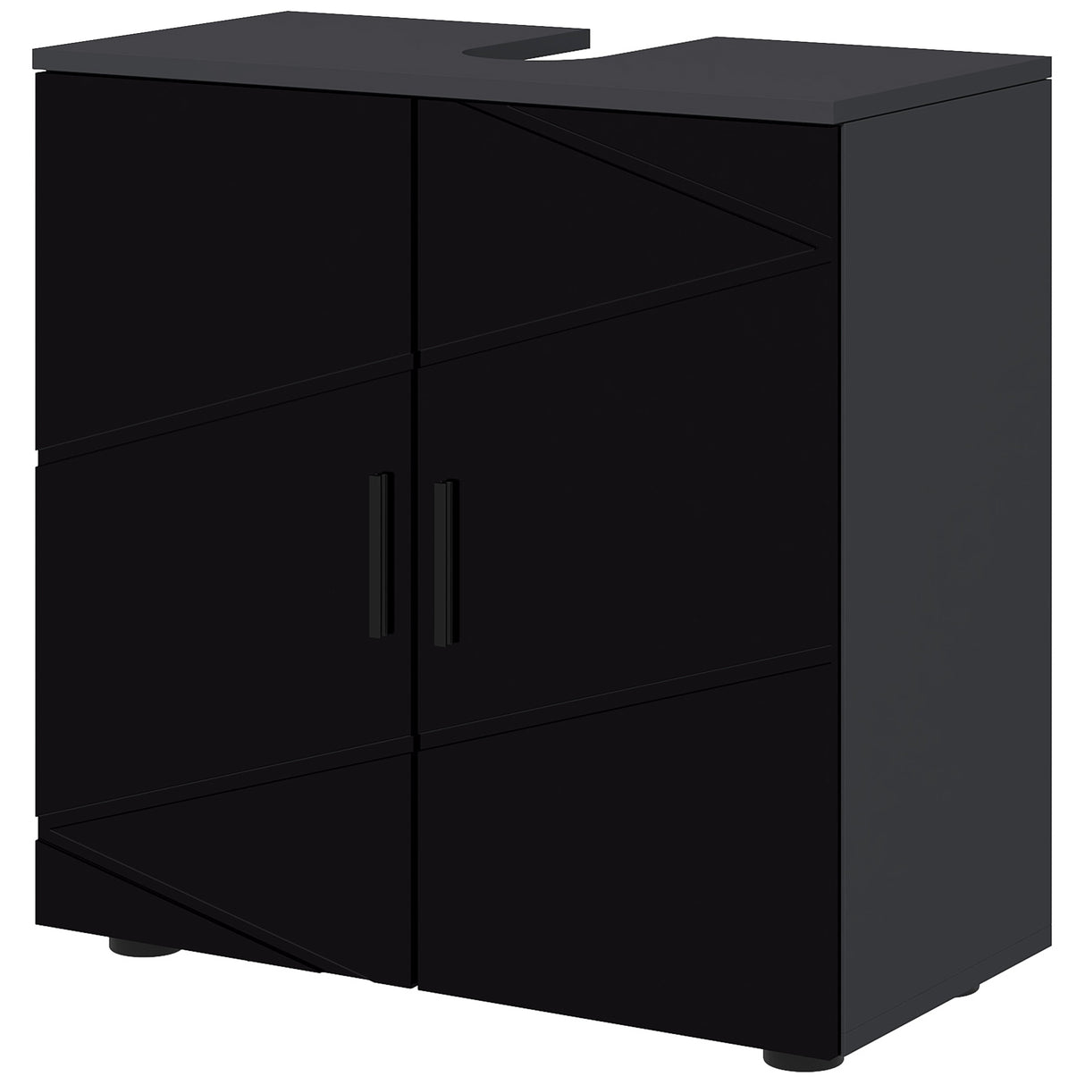 easycomfort easycomfort mobile sottolavabo bagno in legno con armadietto 2 ante 60x30x60cm nero