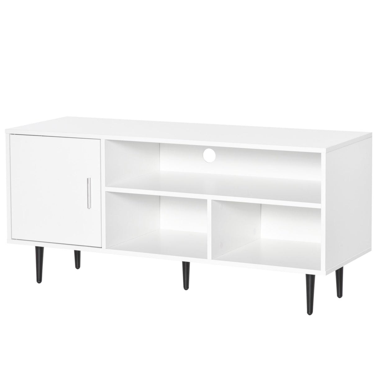easycomfort easycomfort mobile tv fino a 60 con armadietto e 3 ripiani in legno mdf bianco 120x40x55cm
