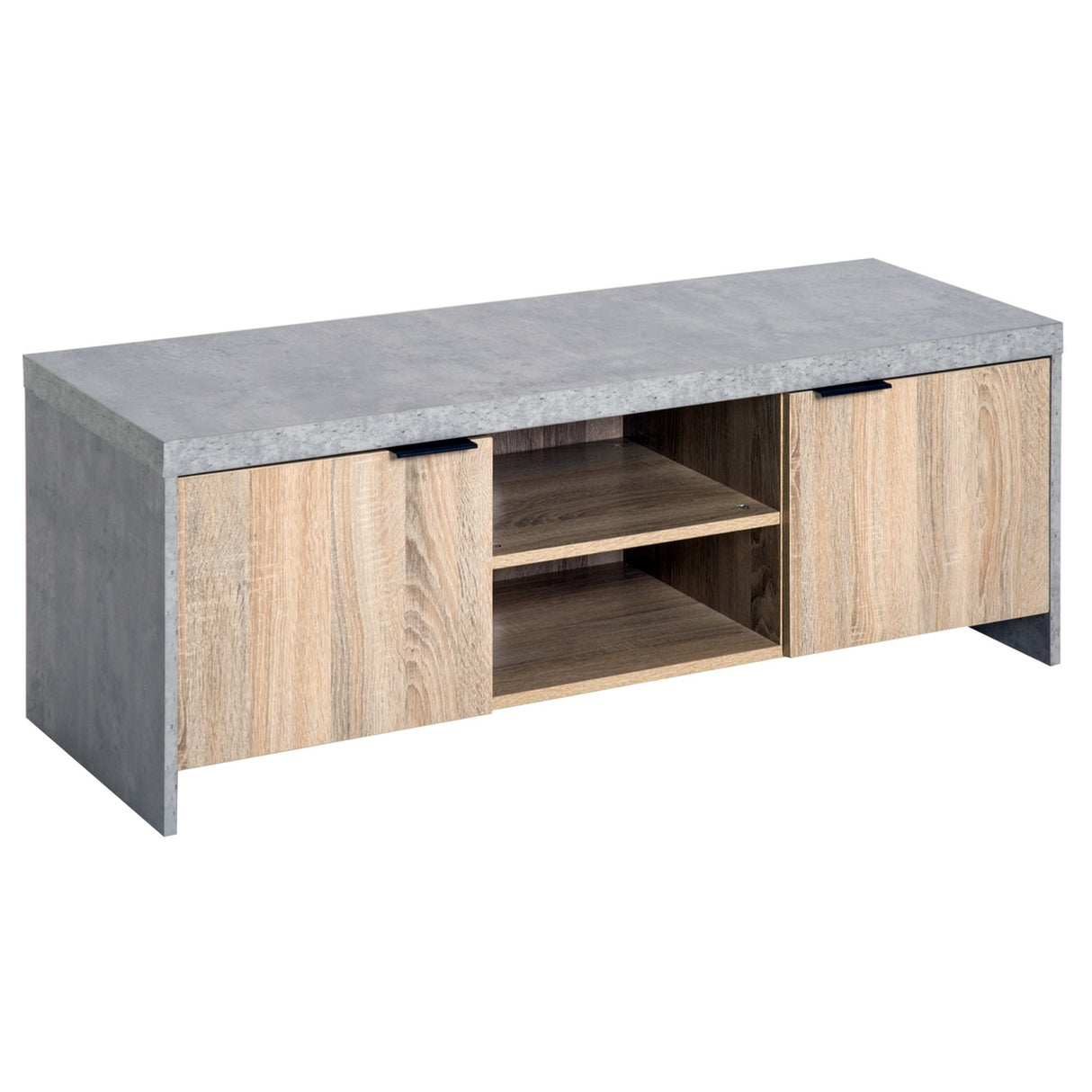 easycomfort easycomfort mobile tv in legno moderno con armadietti da salotto con passacavi120x40x44cm legnogrigio