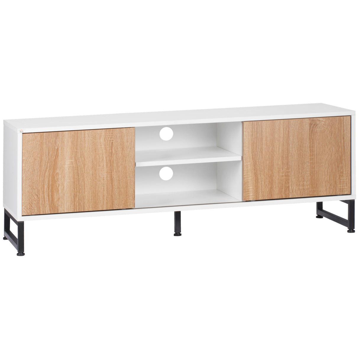 easycomfort easycomfort mobile tv moderno 50 max in truciolato e acciaio con 2 ripiani aperti e 2 armadietti chiusi 120x39 5x45 cm