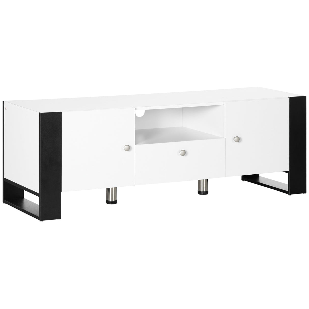 easycomfort easycomfort mobile tv moderno con armadietti cassetto e mensola per tv fino 65 140x43x48cm bianco e nero