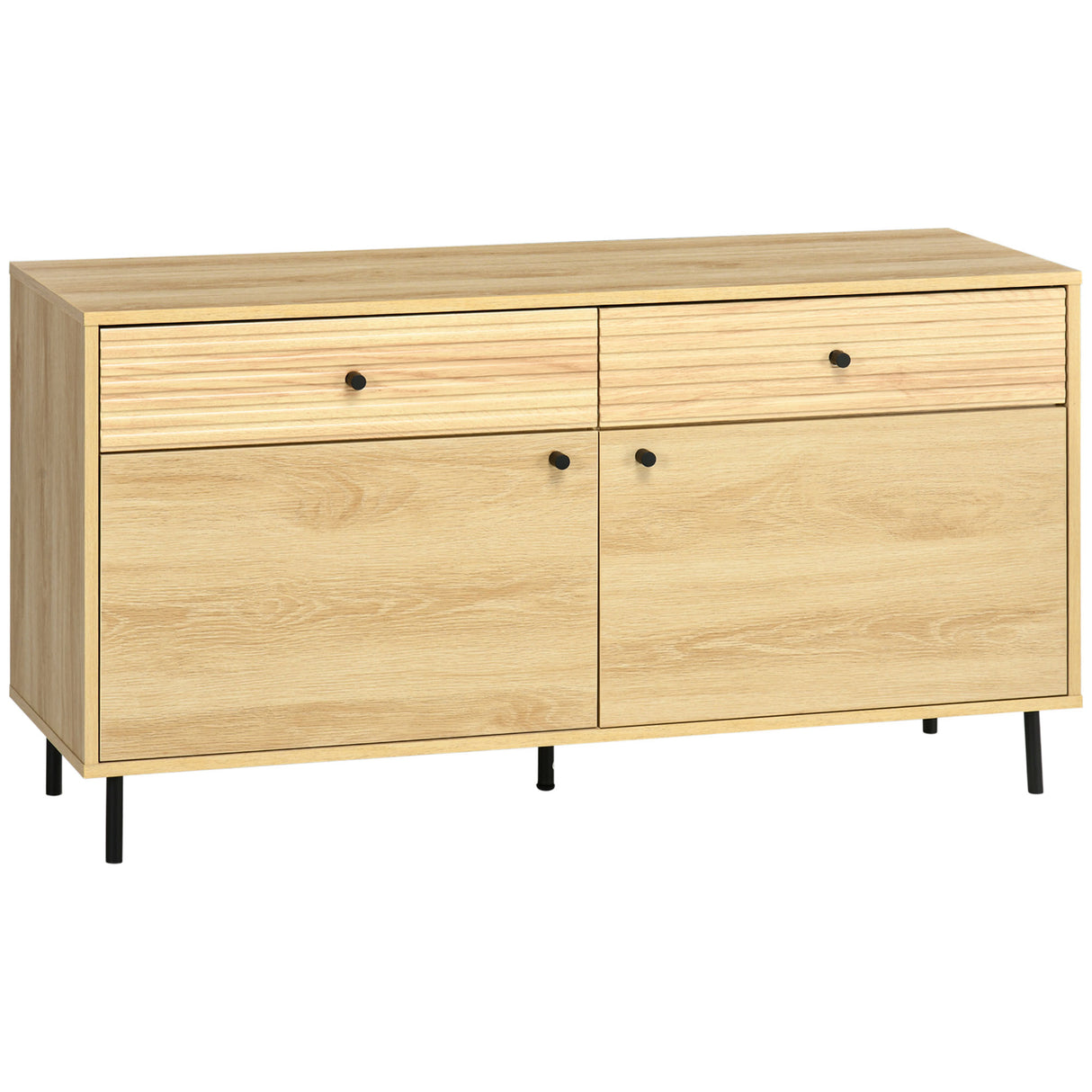 easycomfort easycomfort mobiletto basso in truciolato e acciaio da cucina e soggiorno con 2 cassetti e armadietto 120x39 5x64 cm