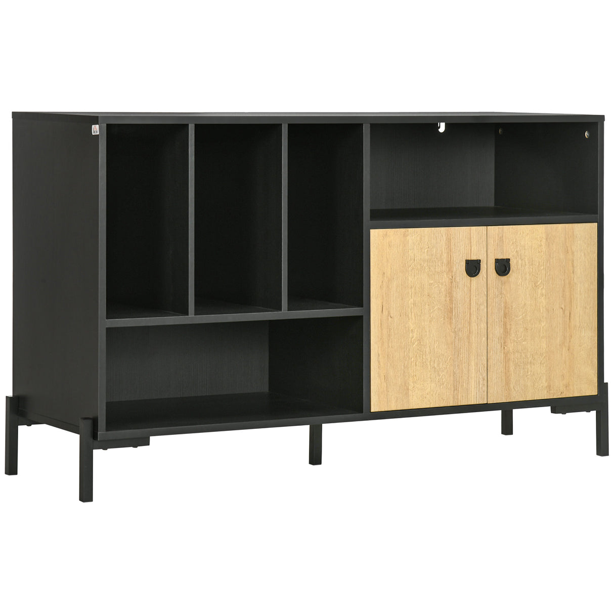 easycomfort easycomfort mobiletto da salotto a doppia anta con 5 ripiani aperti in truciolato 120x40x74cm