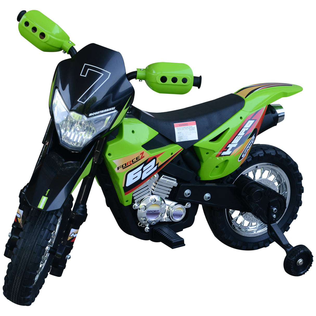easycomfort easycomfort moto da cross elettrica con 2 rotelline ausiliarie per bambini 3 6 anni moto giocattolo 10952 270 5cm verde