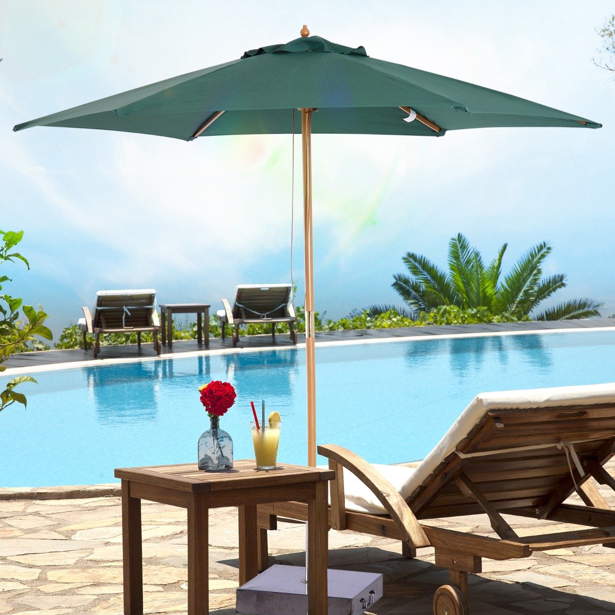 easycomfort easycomfort ombrellone da giardino e terrazza in legno poliestere 2 5x2 3m verde ean 8054144138473