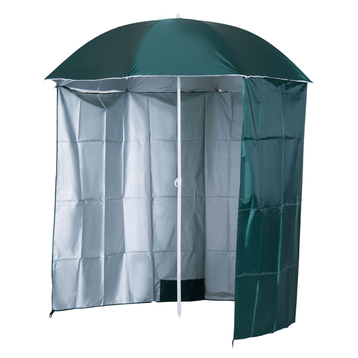 easycomfort easycomfort ombrellone da spiaggia e da giardino 220cm con tenda parasole poliestere e metallo verde scuro e bianco ean 8054111842105