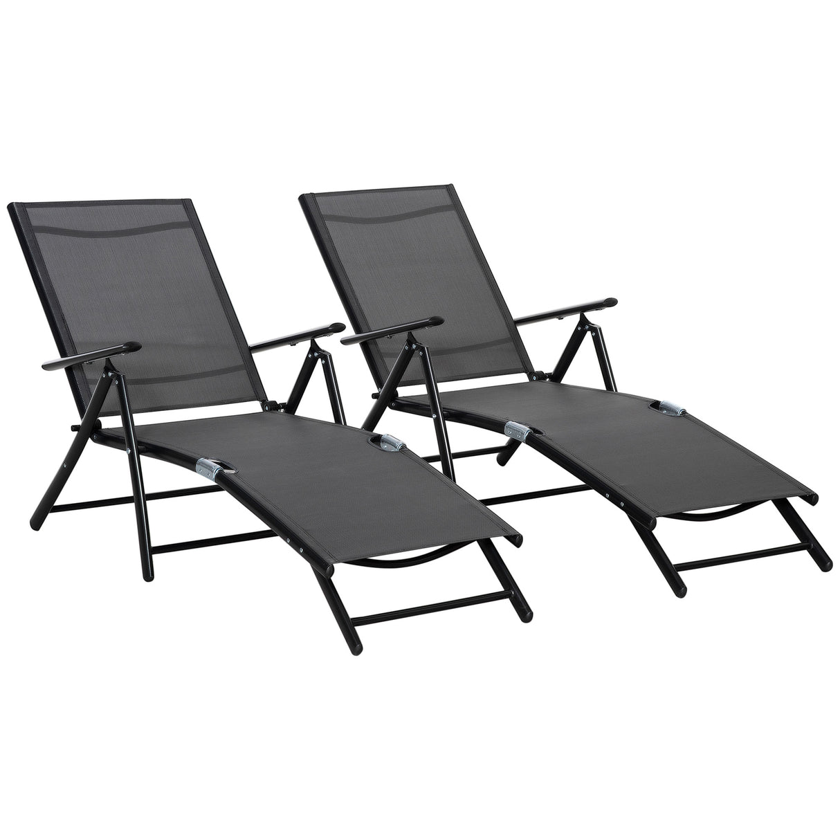 easycomfort easycomfort oustunny set 2 sdraio da giardino pieghevoli con schienale regolabile 64x134x95cm nero