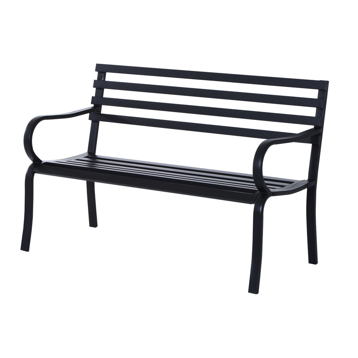 easycomfort easycomfort panchina da giardino in metallo nero 127 x 62 x 82cm