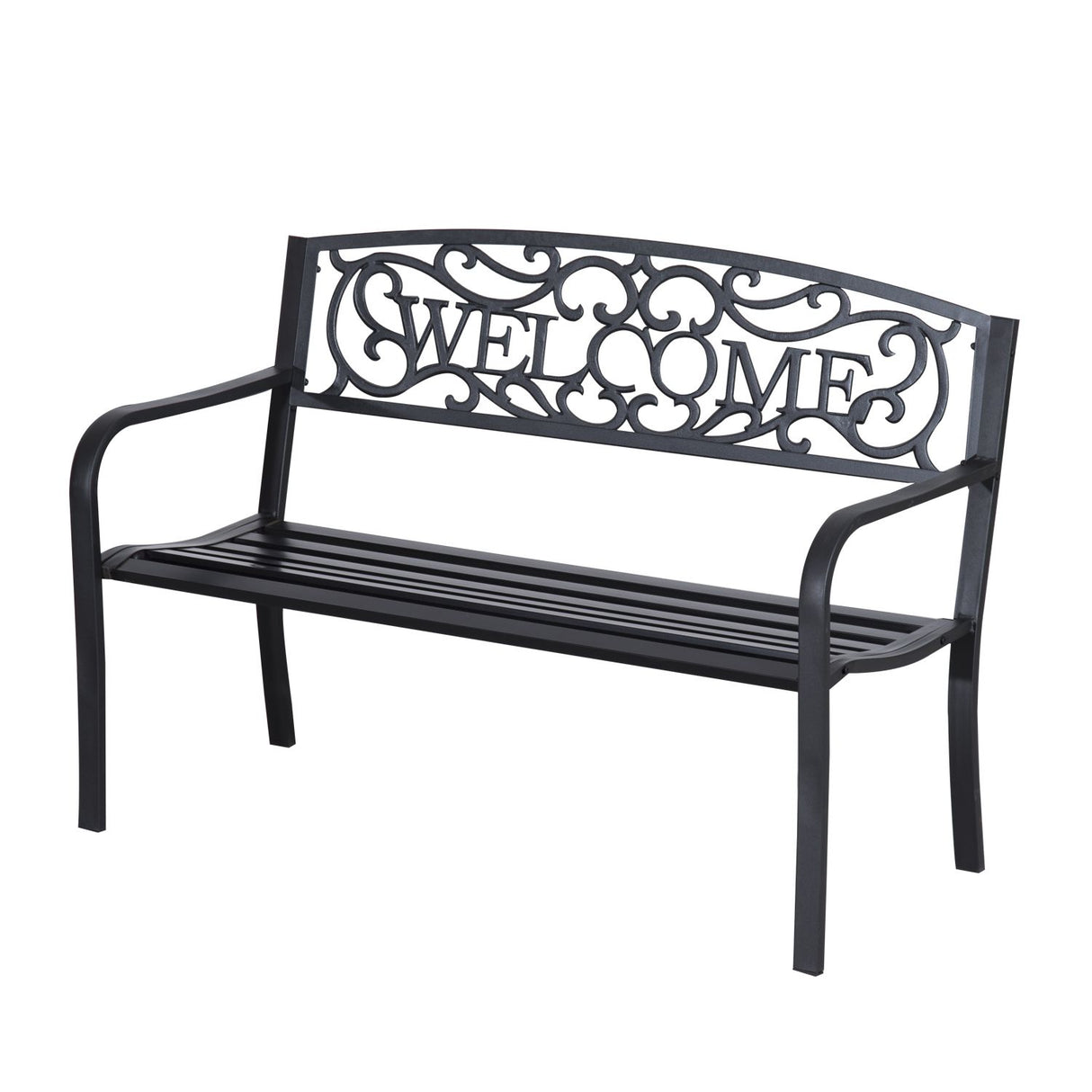 easycomfort easycomfort panchina da giardino in metallo nero design vintage