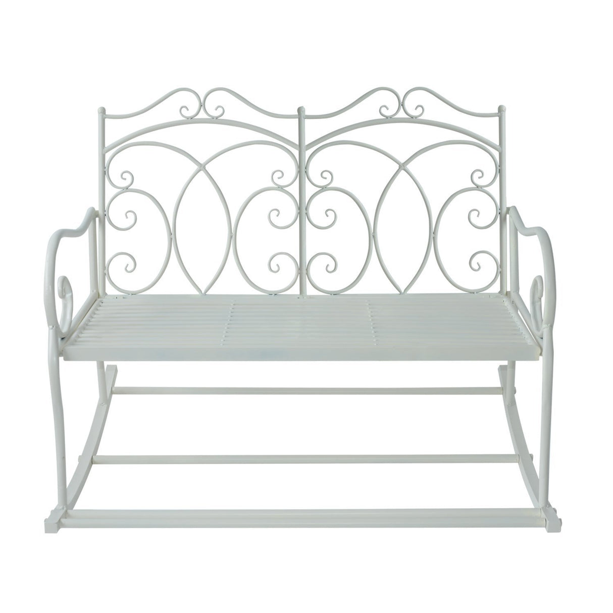 easycomfort easycomfort panchina in ferro a dondolo da giardino stile shabby bianco 102x74 5x78cm ean 8054144138411