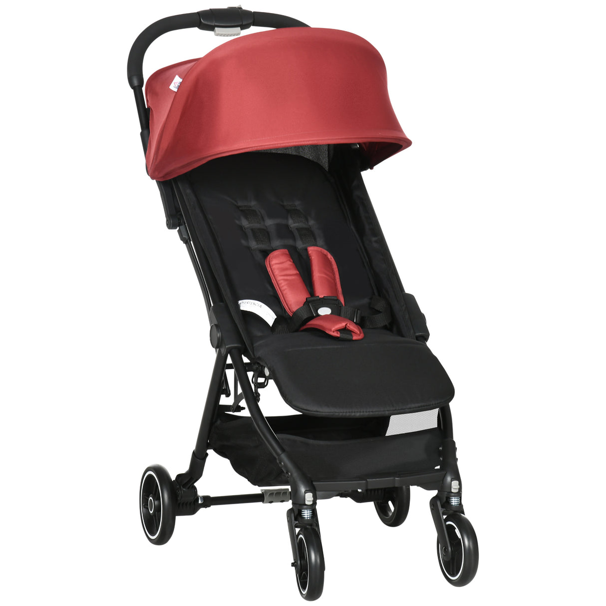 easycomfort easycomfort passeggino per bambini 0 36 mesi con tettuccio design pieghevole e cesto portaoggetti 128x58x106 cm rosso e nero