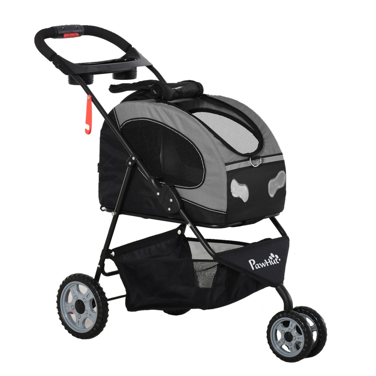easycomfort easycomfort passeggino pieghevole per cani e gatti con trasportino staccabile nero e grigio