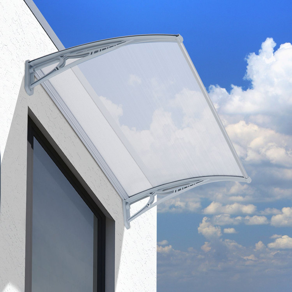 easycomfort easycomfort pensilina tettoia in pvc alveolare resistente e alluminio 140x70x21cm ean 8054144137711