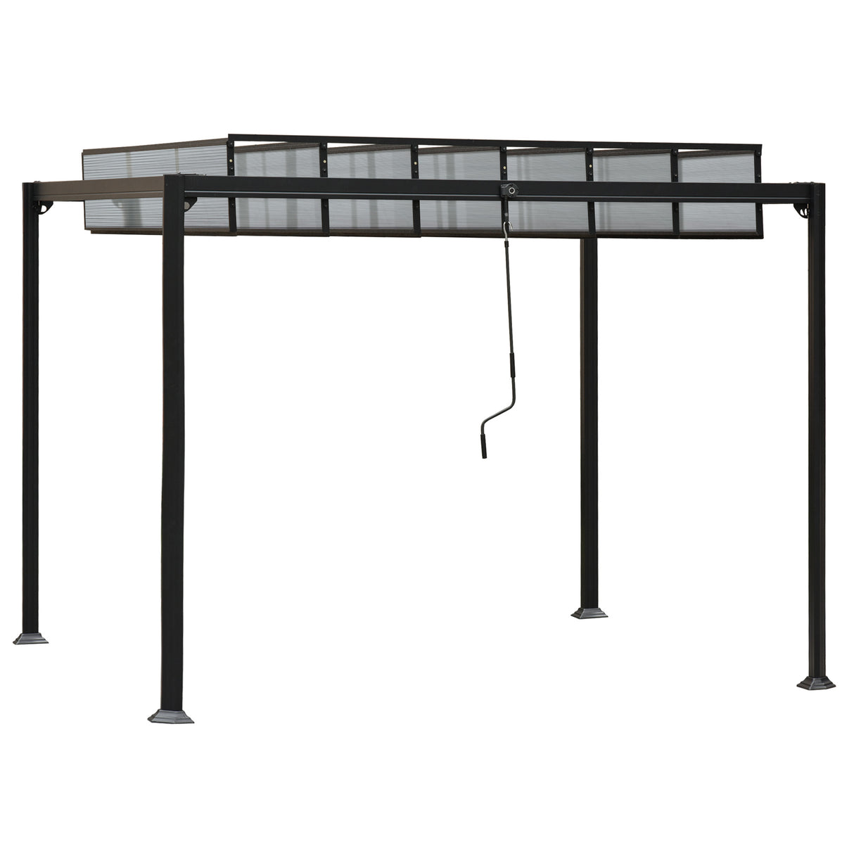 easycomfort easycomfort pergola in alluminio e policarbonato 3x3m con tetto apribile a manovella grigio
