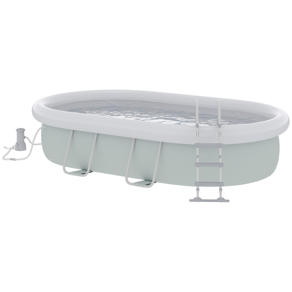 easycomfort easycomfort piscina fuori terra con telaio in acciaio filtro e scaletta per 8 persone 540x304x106cm grigio