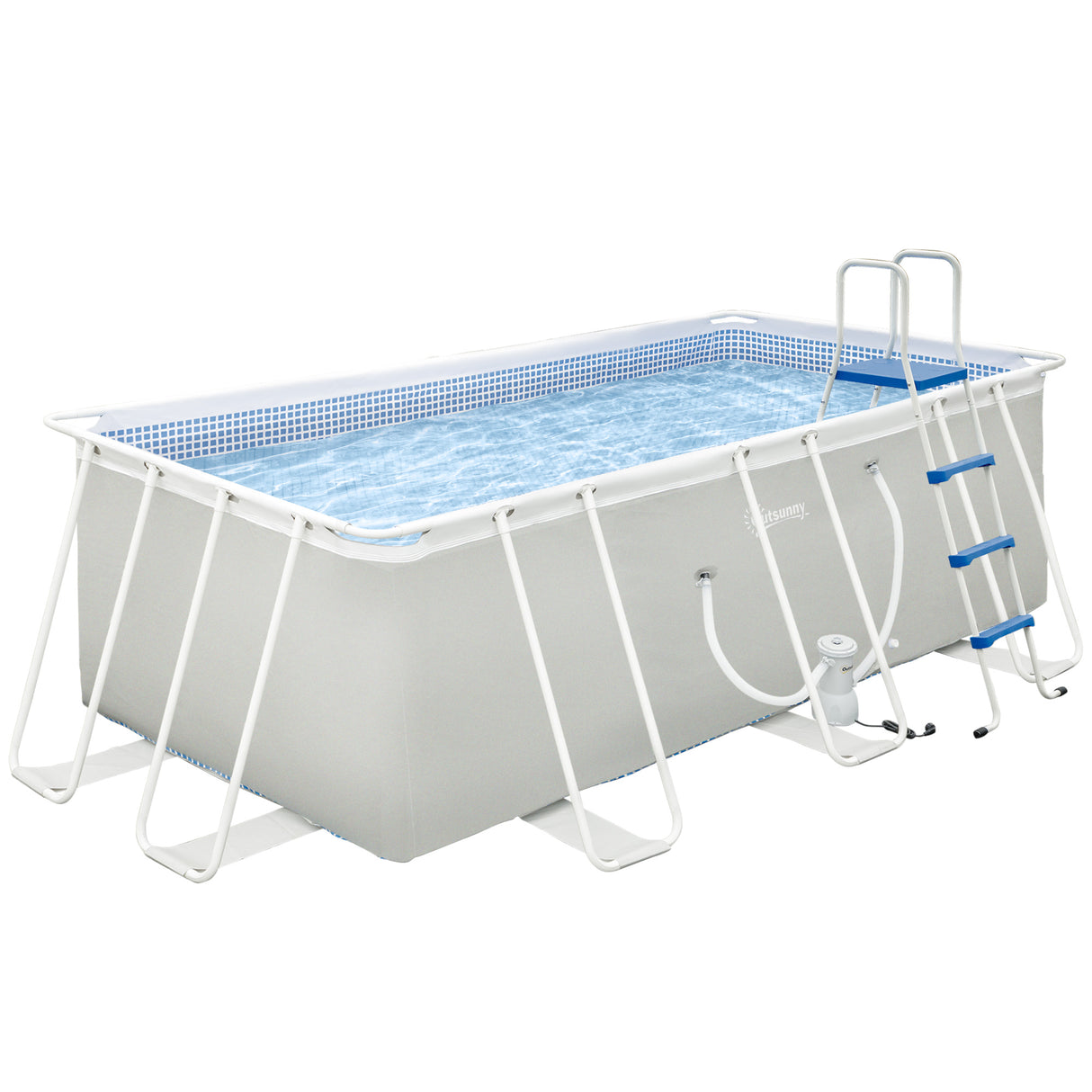 easycomfort easycomfort piscina fuori terra rettangolare con pompa filtro a nanosfere e scaletta incluse 440x240x122cm grigia