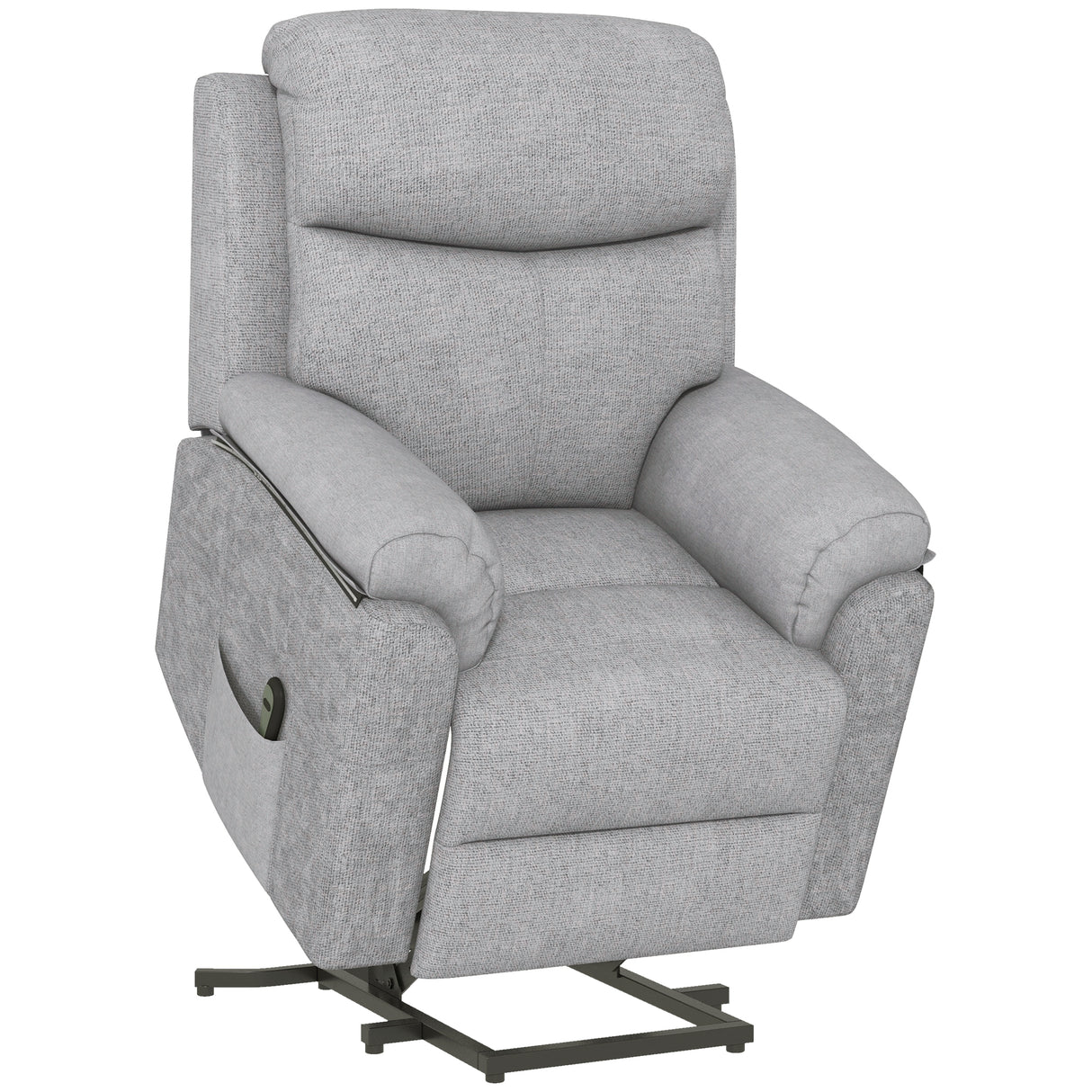 easycomfort easycomfort poltrona alzapersona reclinabile con poggiapiedi in poliestere effetto lino 83x89x102 cm grigio