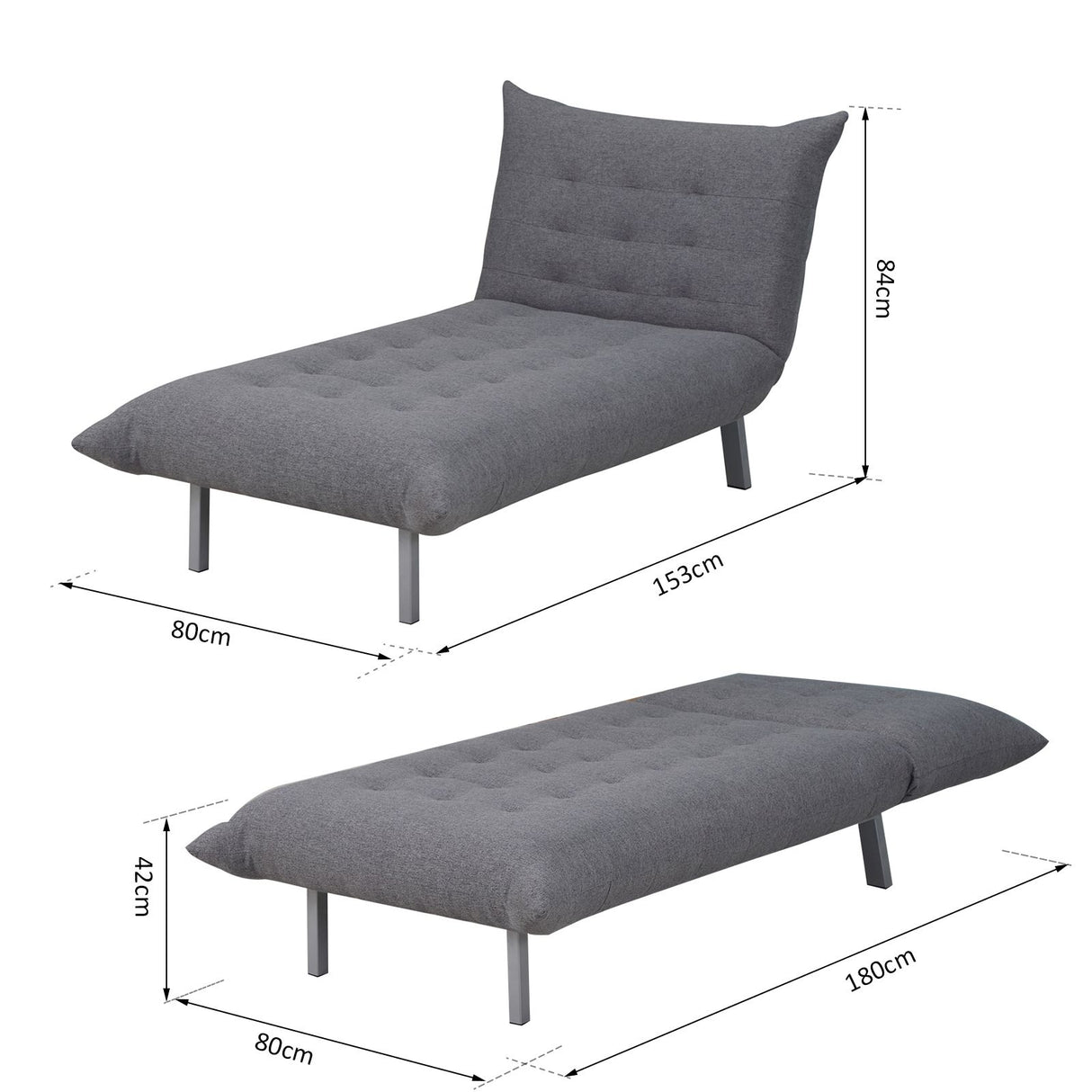 easycomfort easycomfort poltrona chaise longue letto 2 in 1 in tessuto di lino grigio 80x153x84cm ean 8055776910741