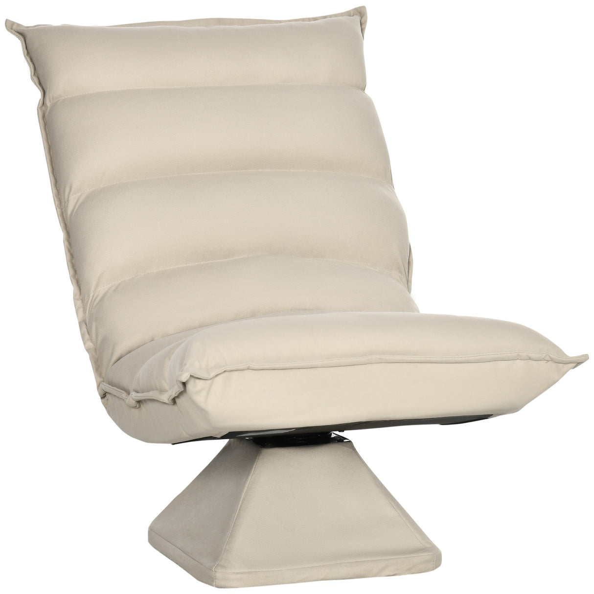 easycomfort easycomfort poltrona in tessuto imbottita girevole a 360 e reclinabile a 3 livelli 62x62x95cm beige
