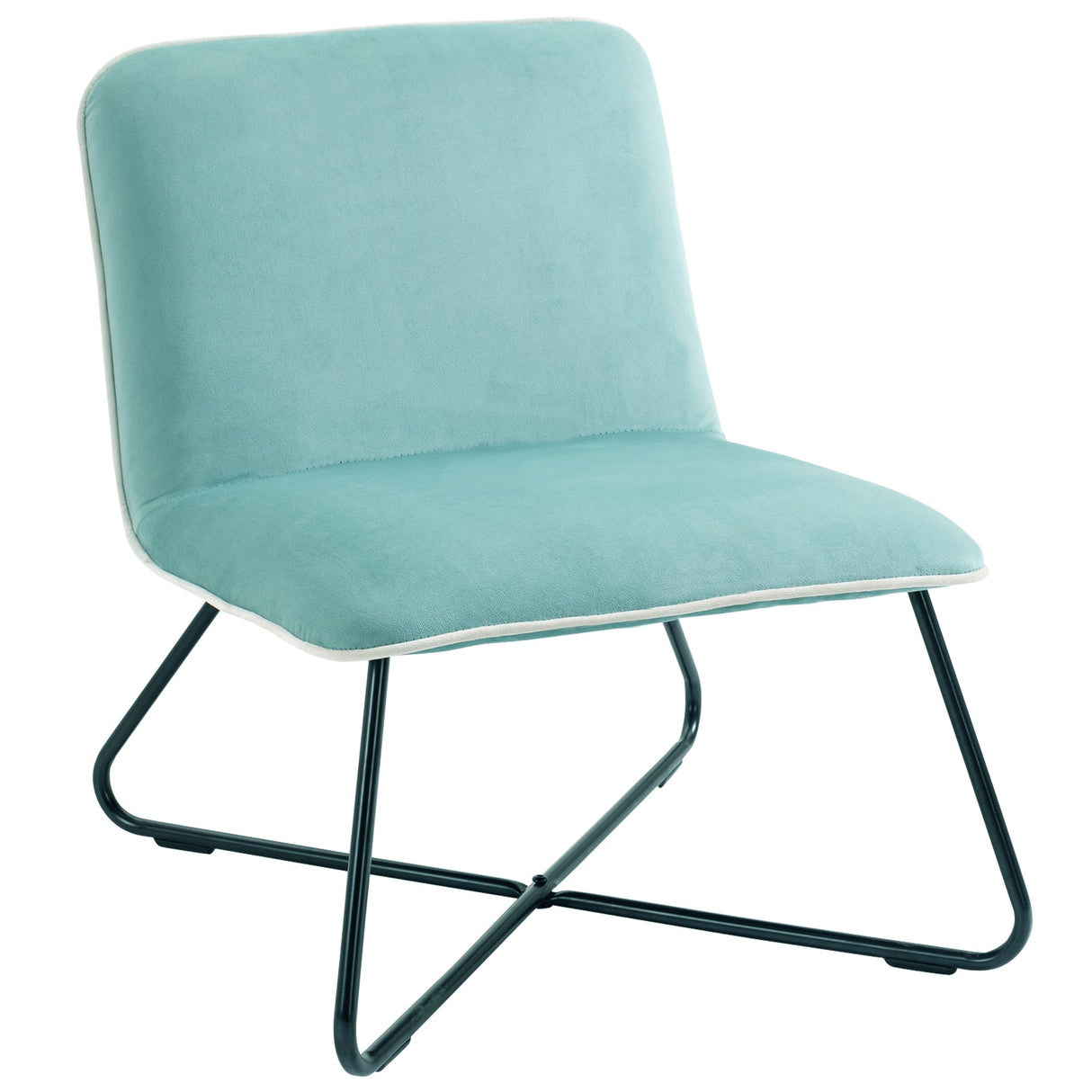 easycomfort easycomfort poltrona in velluto stile nordico senza braccioli con base in metallo incrociata 55x69x68cm verde