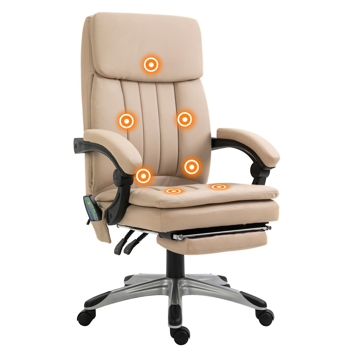 easycomfort easycomfort poltrona massaggiante da ufficio altezza regolabile e reclinabile in similpelle 67x69x106 5 114 5cm beige