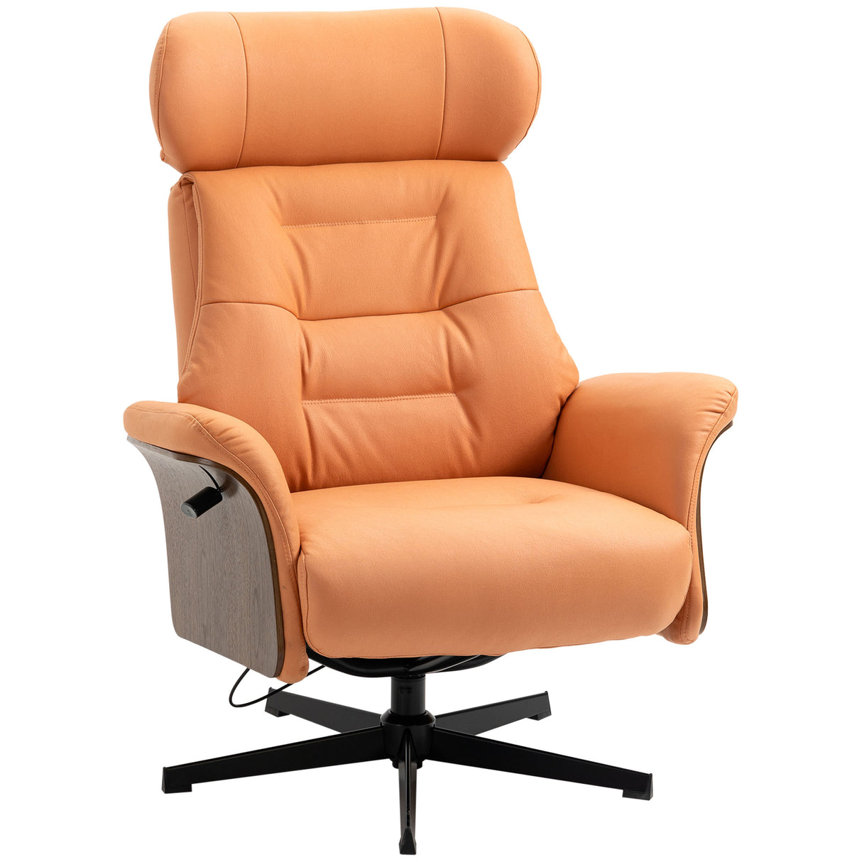 easycomfort easycomfort poltrona reclinabile e girevole con poggiatesta regolabile in microfibra 80x84x104cm arancione