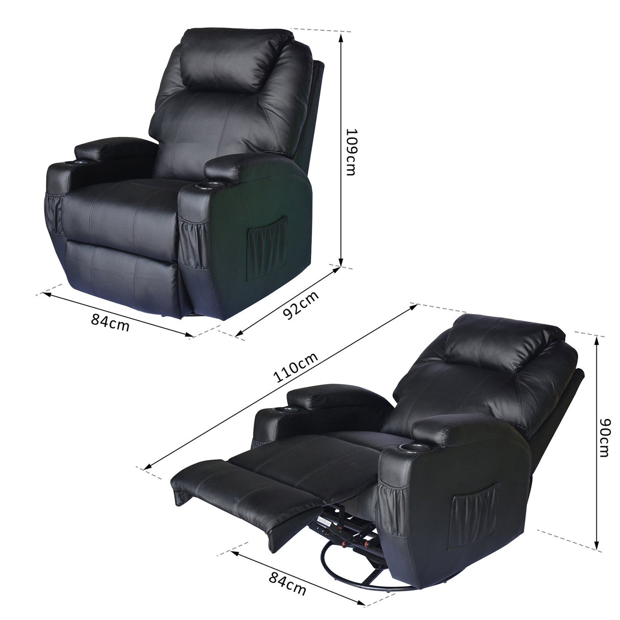 easycomfort easycomfort poltrona reclinabile massaggiante riscaldabile in ecopelle nero ean 8054144137513