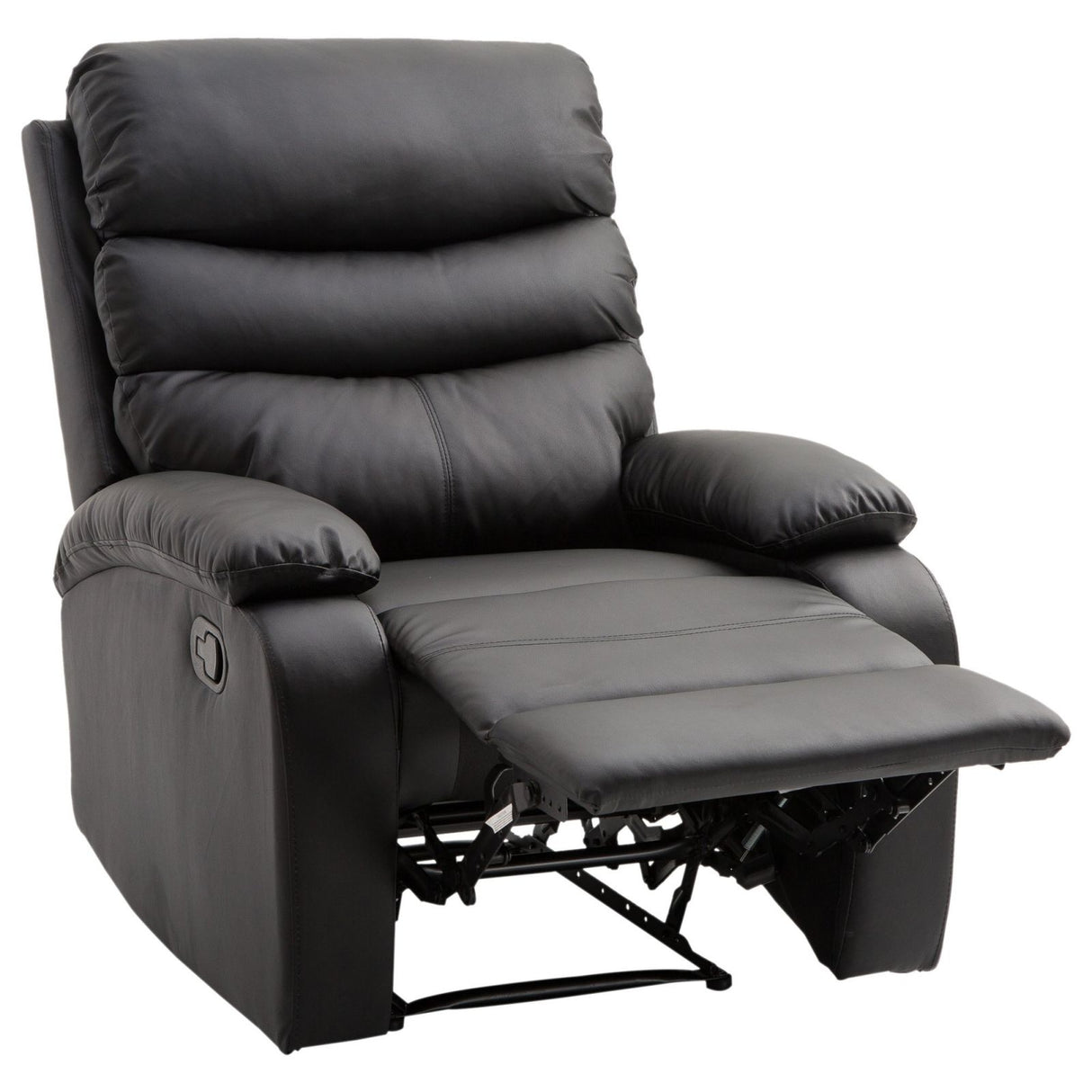 easycomfort easycomfort poltrona relax con schienale reclinabile e poggiapiedi rialzabile in ecopelle nero 82 97 100cm ean 8054144136486