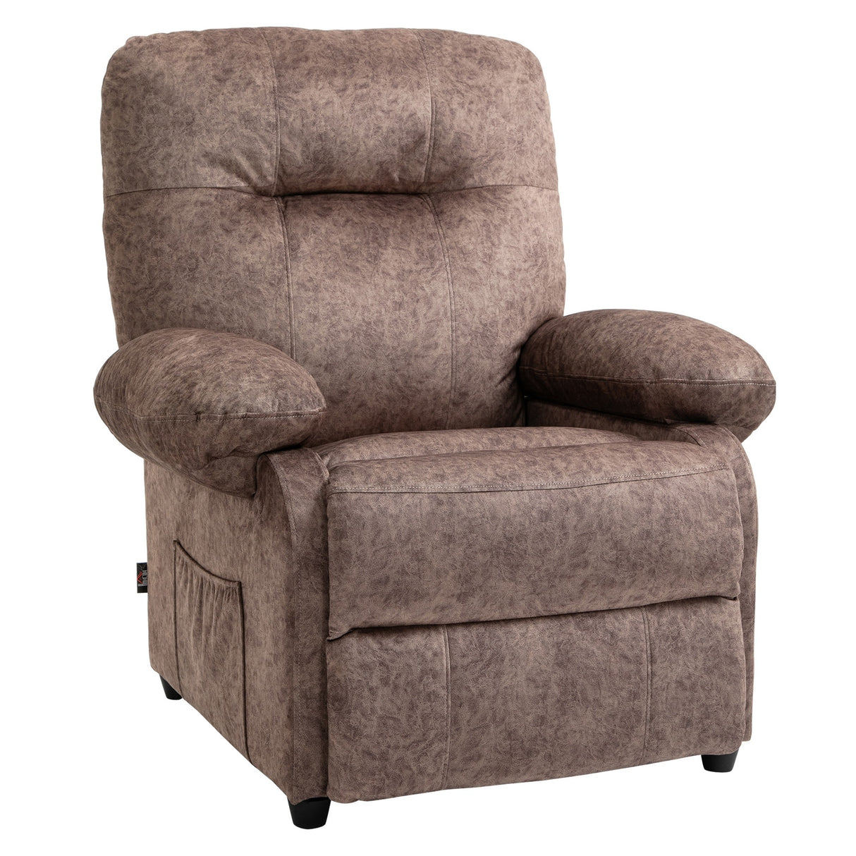 easycomfort easycomfort poltrona relax imbottita e reclinabile fino 135 con poggiapiedi estraibile e tasca marrone