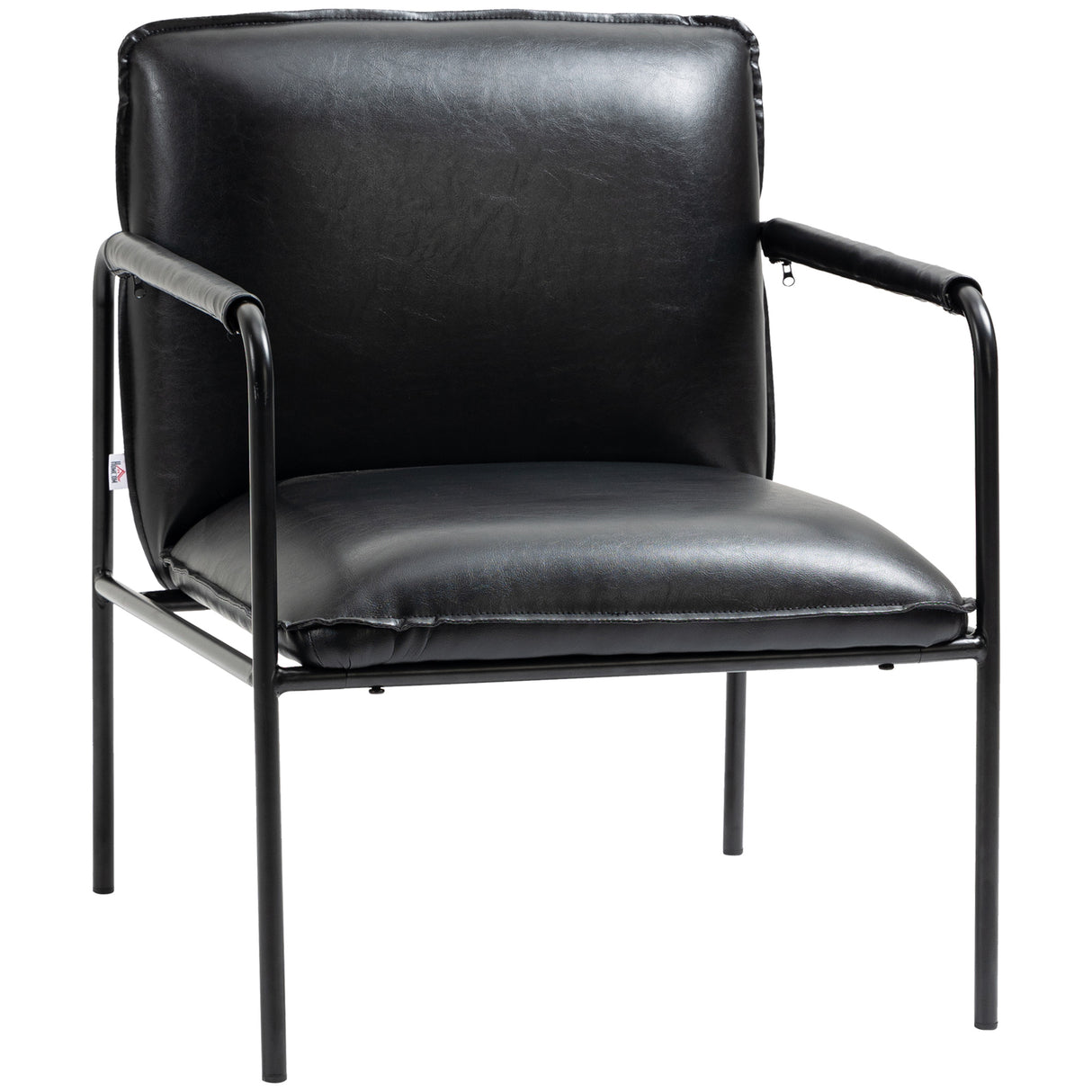 easycomfort easycomfort poltroncina da camera imbottita stile industriale similpelle pu e acciaio 60x59x78cm nero