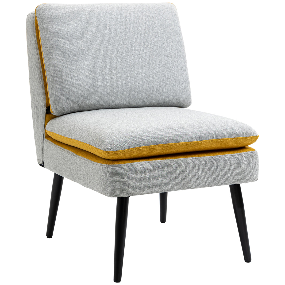 easycomfort easycomfort poltroncina di design imbottita con gambe in acciaio e tessuto grigio e giallo 58x75x85cm