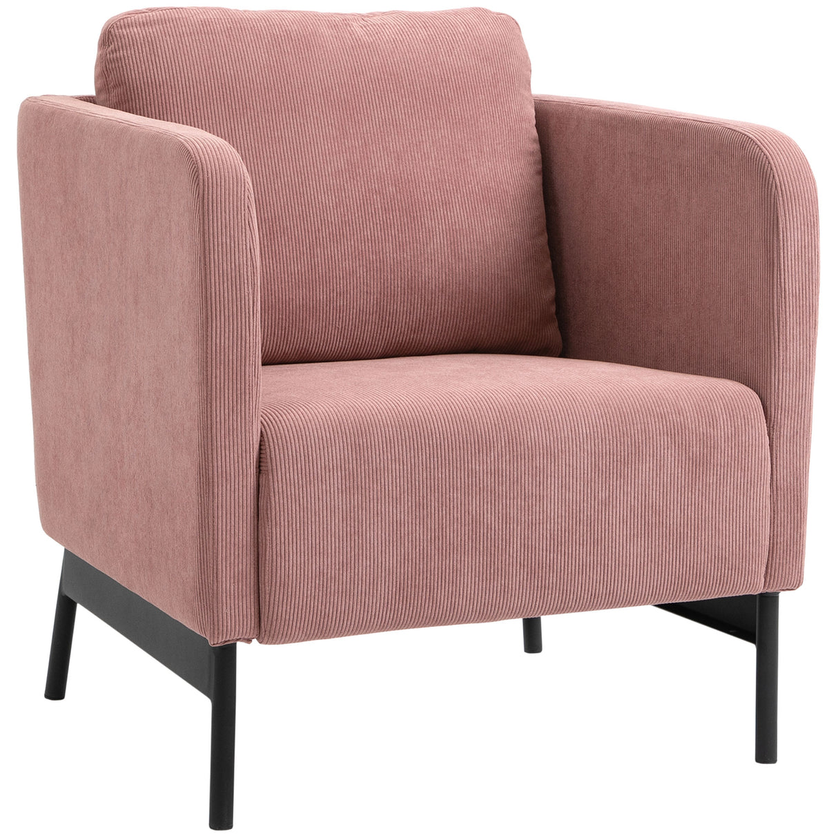 easycomfort easycomfort poltroncina in velluto a coste con gambe in acciaio e cuscino posteriore 73x74x82cm rosa