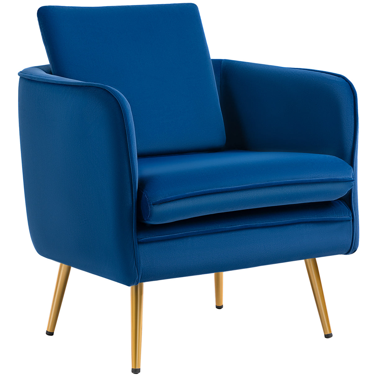 easycomfort easycomfort poltroncina in velluto imbottita con braccioli 63x61x80cm blu
