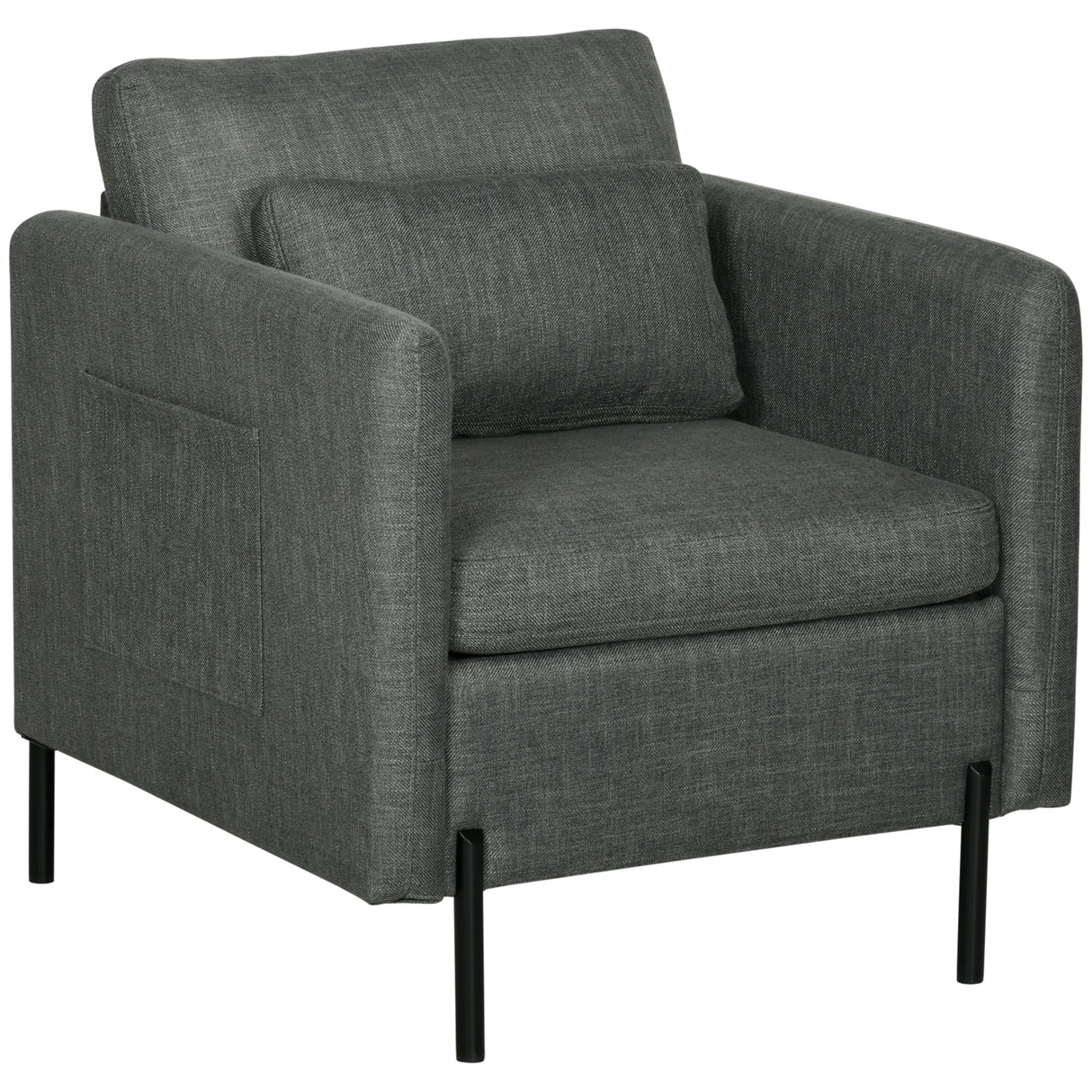 easycomfort easycomfort poltroncina moderna in tessuto effetto lino con gambe in acciaio e tasche laterali 73x73x80cm grigio