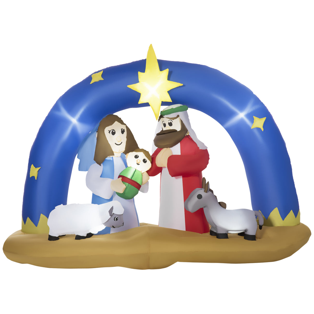 easycomfort easycomfort presepe di natale gonfiabile con 5 luci led integrate e gonfiatore incluso 206x95x157cm