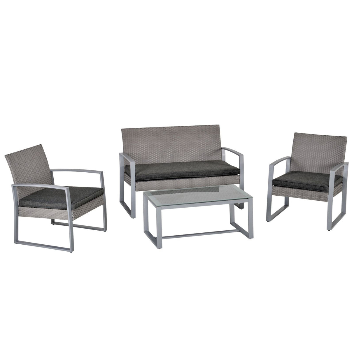 easycomfort easycomfort salotto da esterno in rattan set mobili da giardino con divano da giardino e poltrona da esterno grigio ean 8055776914763