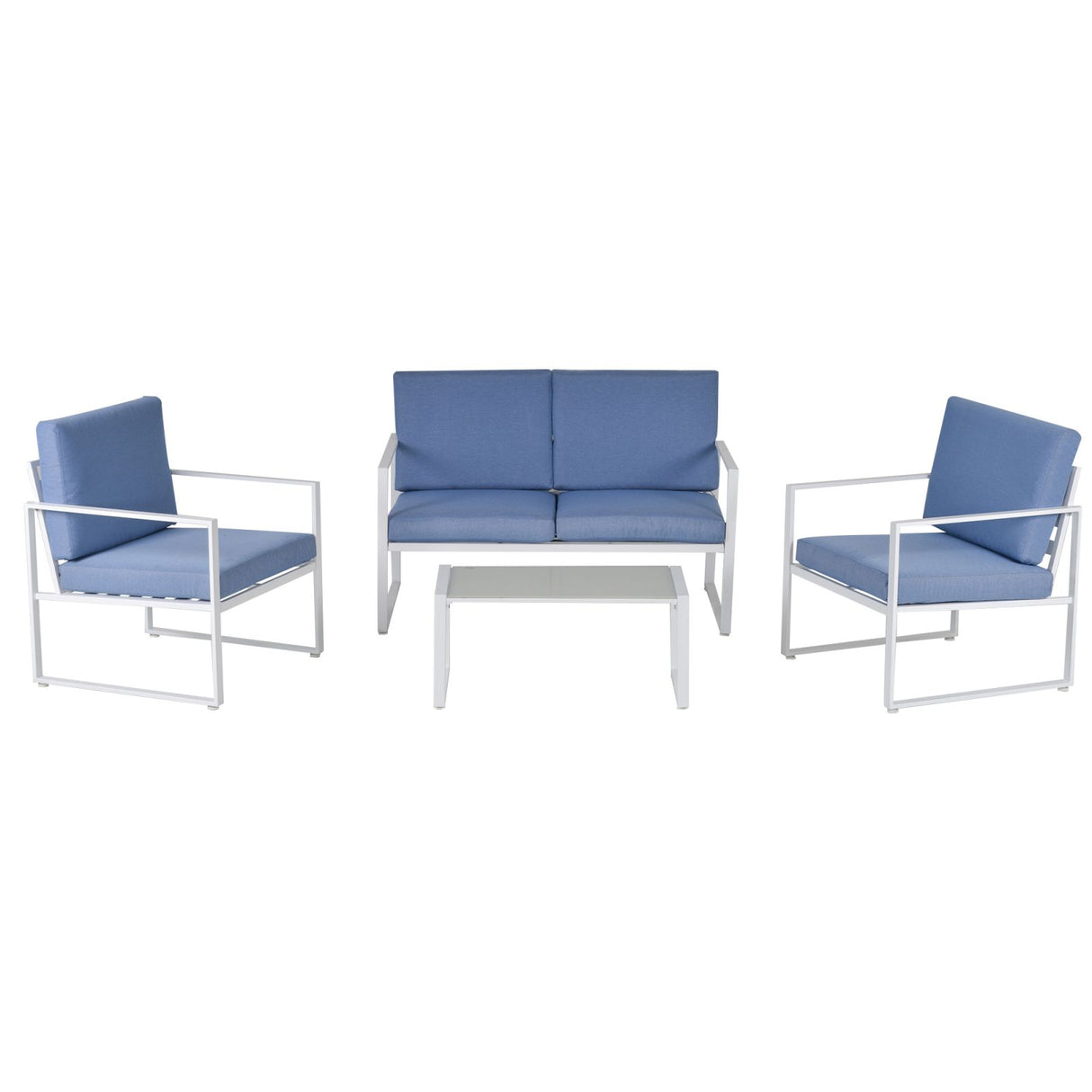 easycomfort easycomfort salotto da giardino con divanetto 2 poltroncine e tavolino bianco e blu ean 8055776915098