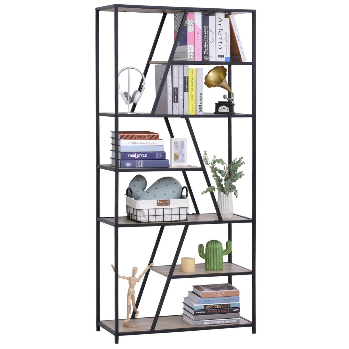 easycomfort easycomfort scaffale libreria da parete in stile industriale con 9 ripiani asimmetrici in legno e metallo ean 8054144133119