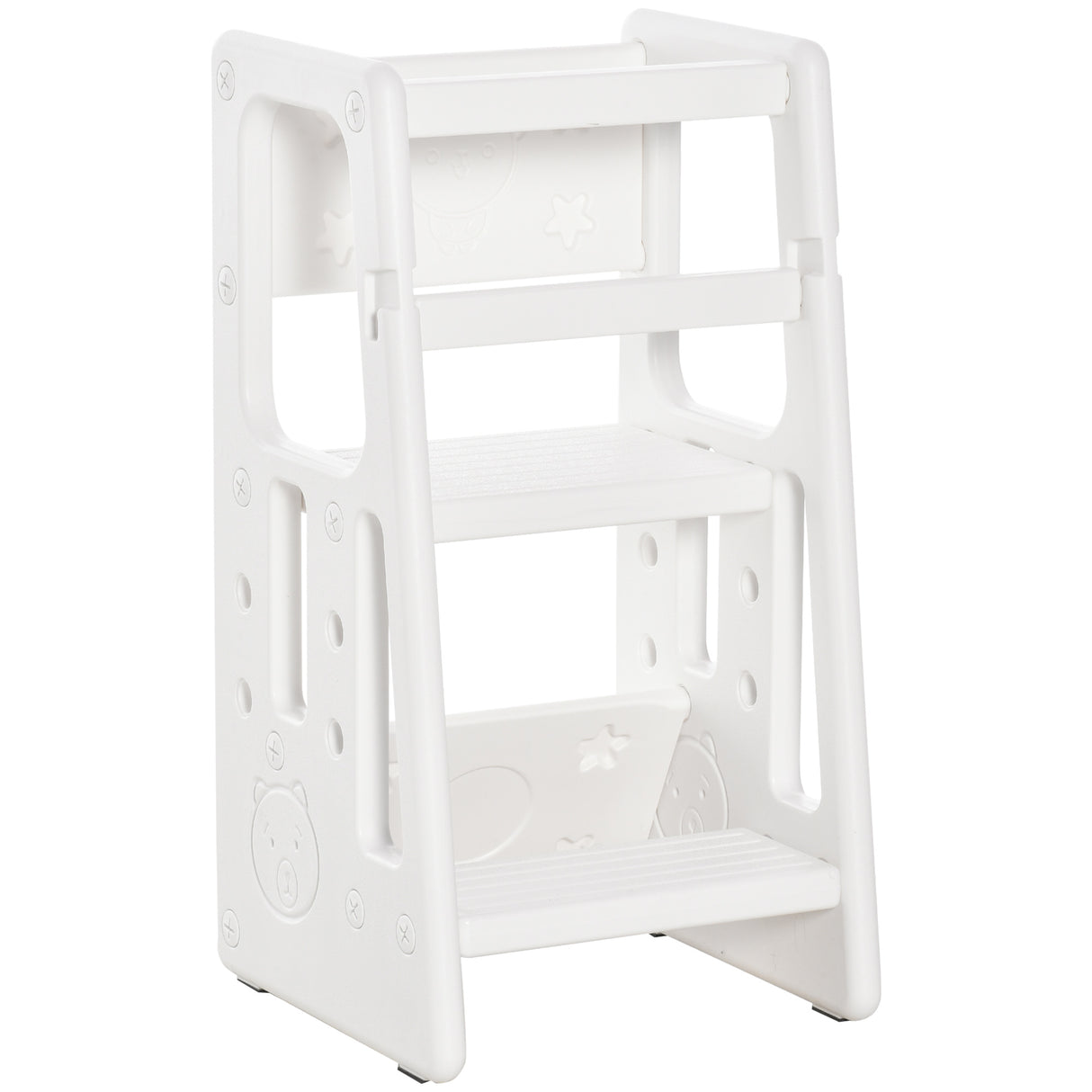 easycomfort easycomfort scaletta per bambini torre montessoriana altezza regolabile 3 livelli hdpe inodore 47x47x90cm bianco