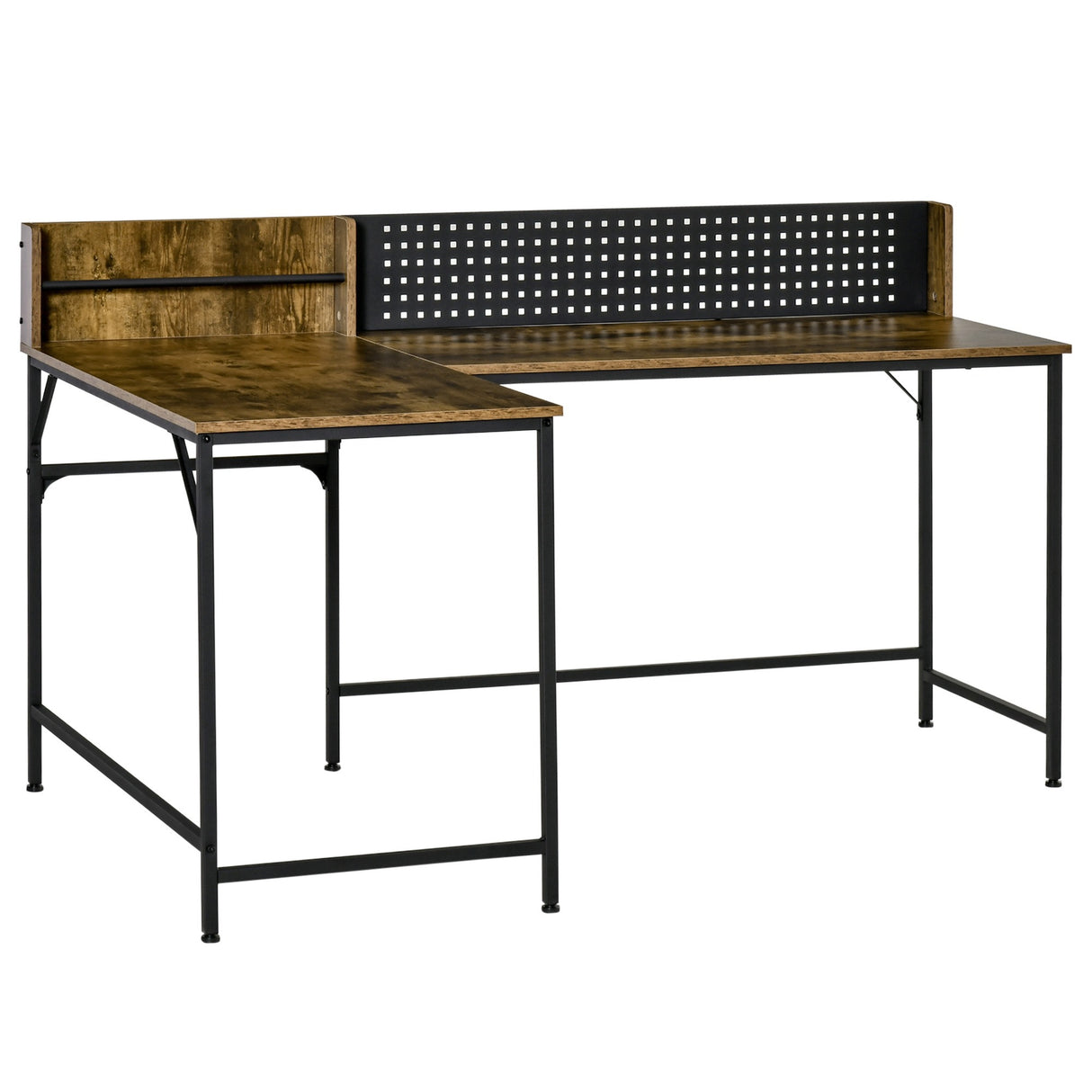 easycomfort easycomfort scrivania angolare in stile industriale per camera e ufficio 165x110x95cm marrone rustico