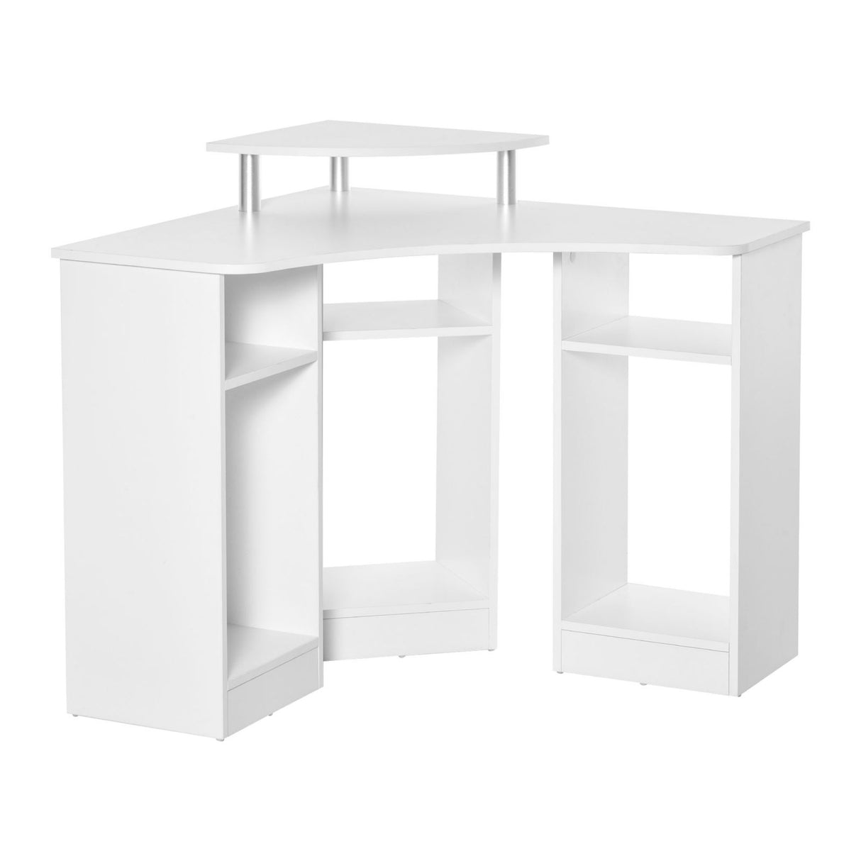 easycomfort easycomfort scrivania angolare porta pc in legno con ripiano monitor bianco