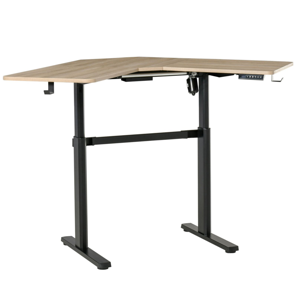 easycomfort easycomfort scrivania angolare sollevabile a 4 altezze con regolazione elettrica alluminio e mdf 167x101x72 122cm colore legno