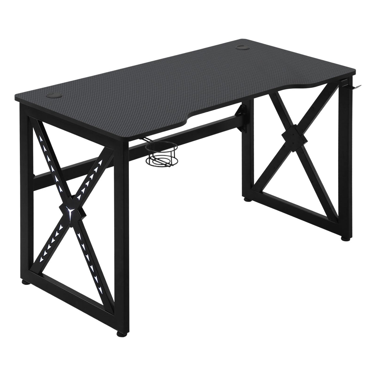 easycomfort easycomfort scrivania gaming con luci a led con portabicchieri e gancio cuffie nero