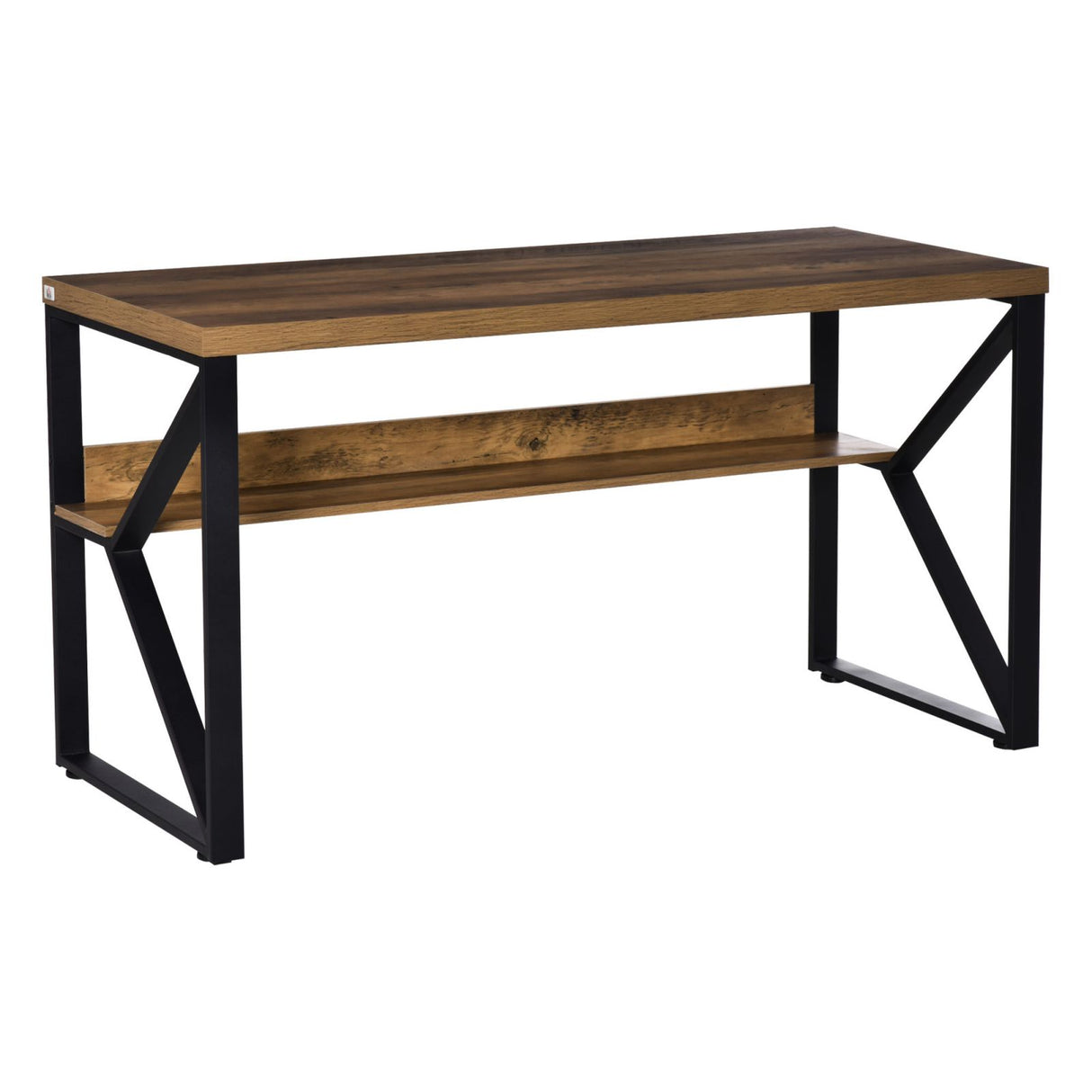 easycomfort easycomfort scrivania moderna stile industriale in metallo e mdf conmensola e gambe a k 140x60x76cm nero marrone