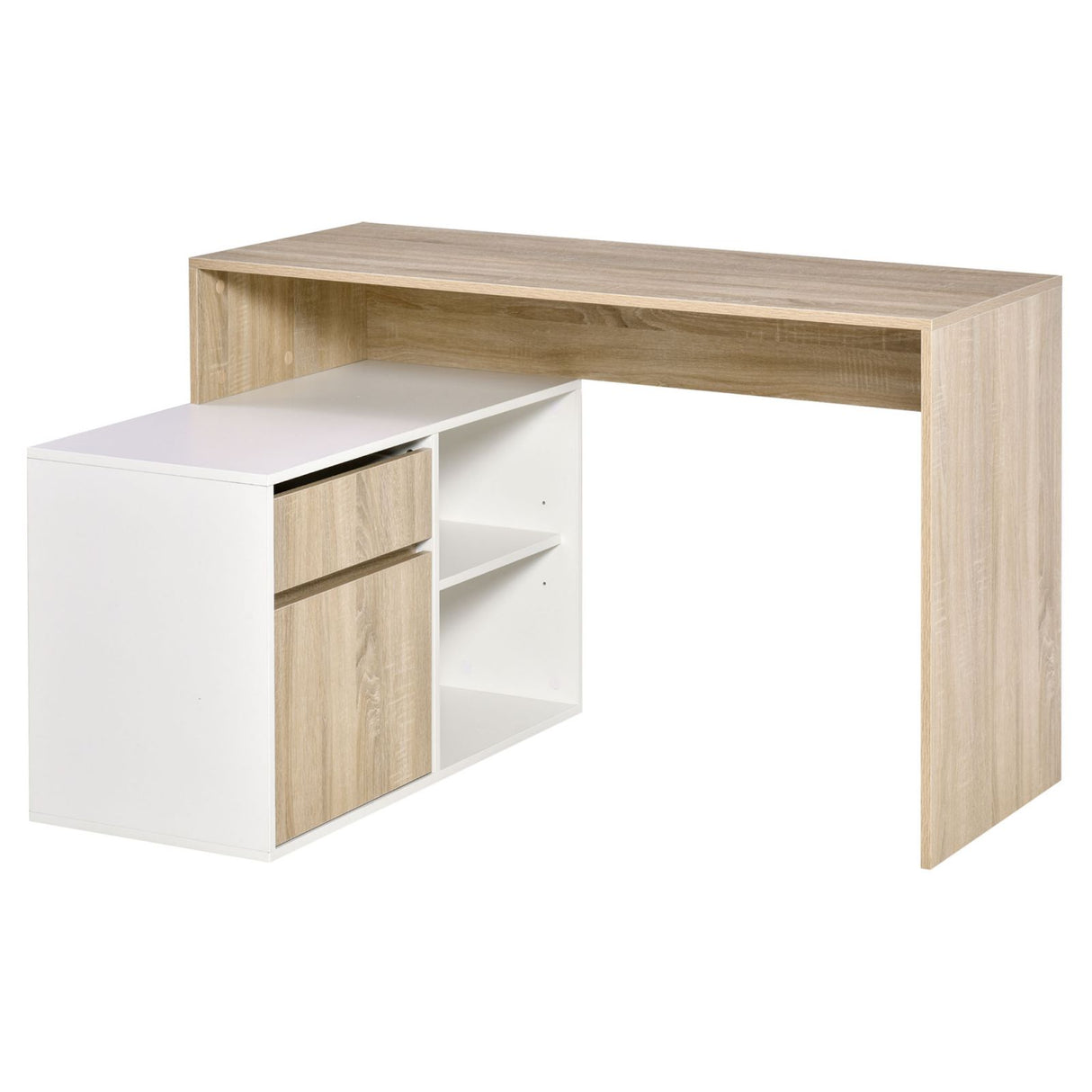 easycomfort easycomfort scrivania salvaspazio angolare per computer in legno rovere e bianco